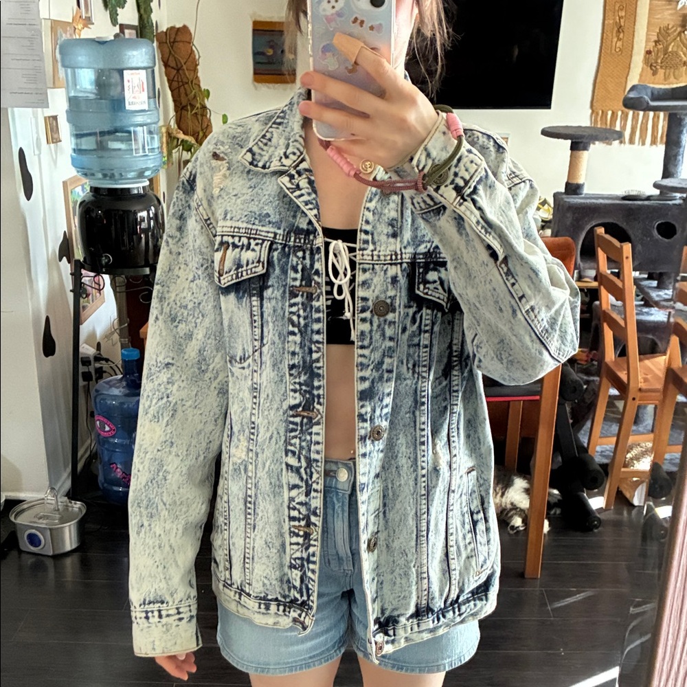 Acid Wash Jean Jacket for Women